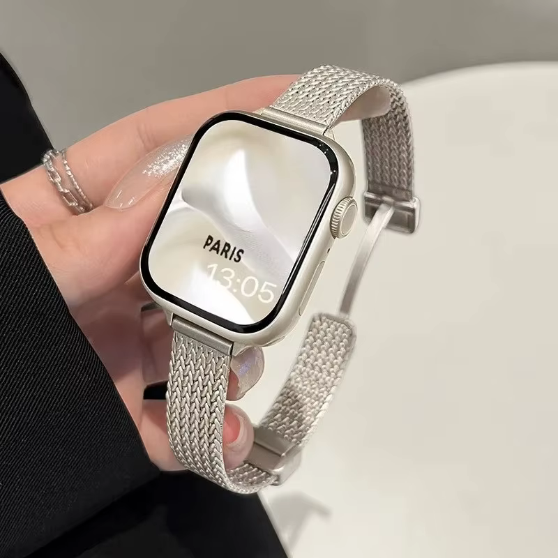 Bracelet magnétique en métal mince de luxe pour IWatch 9 8 7 SE 6