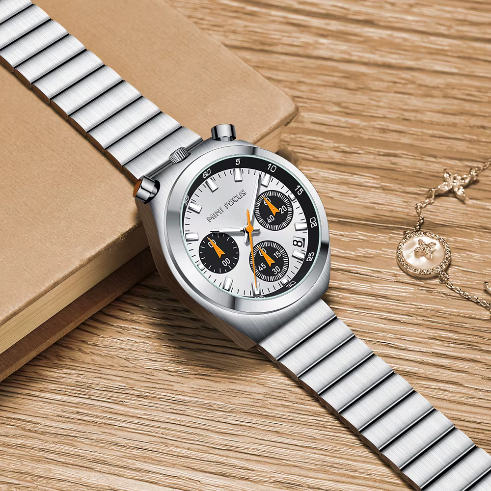 MINI FOCUS Montres pour femmes tendance Marque haut de gamme Luxe Multifonction Cadran Bracelet en acier inoxydable