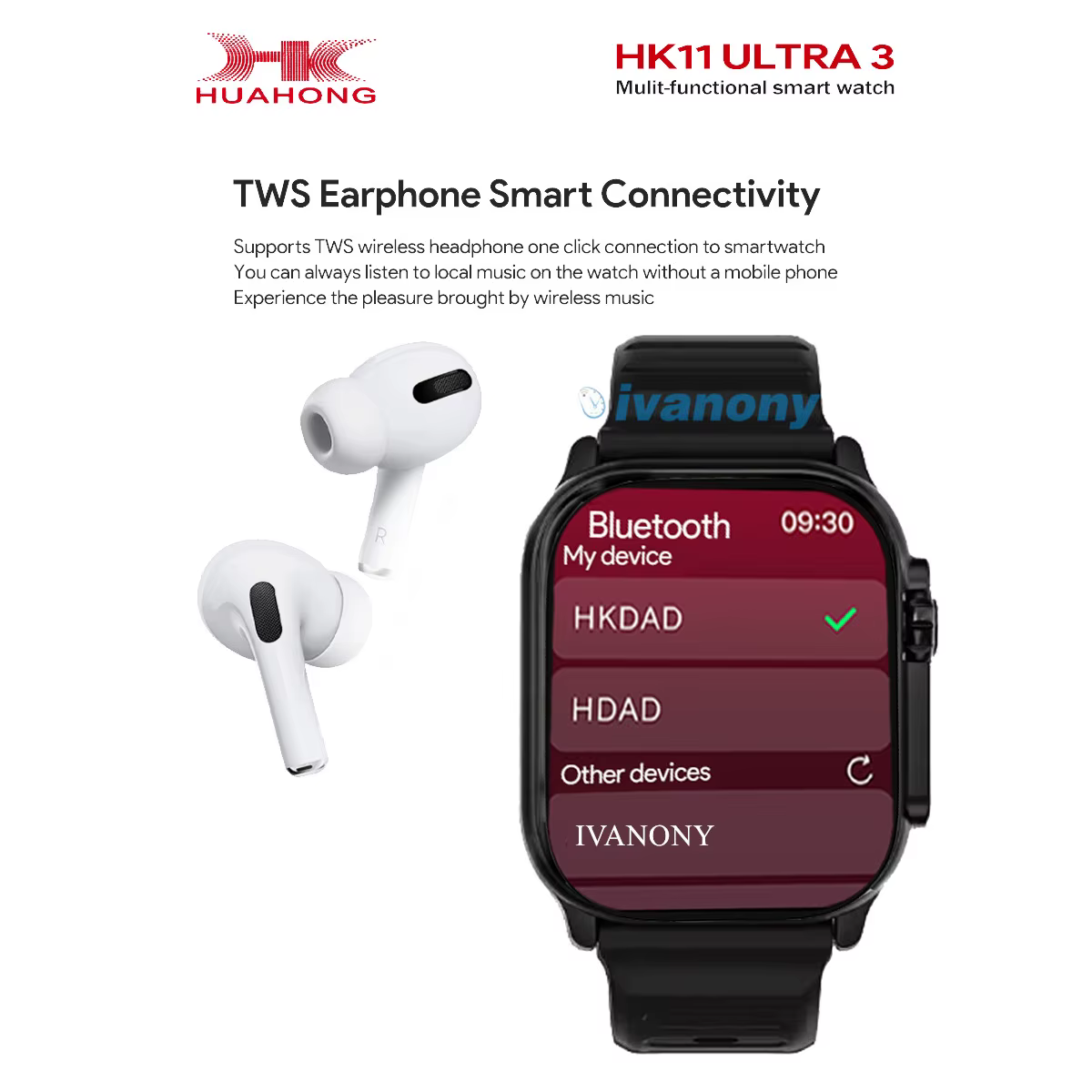 Original HK11 ULTRA3 montre intelligente Support TWS écouteur connecter réseau partage connexion AI Robots recevoir appel AMOLED Smartwatch
