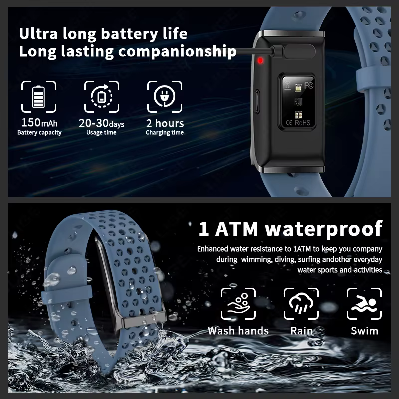 Nouveau Sport Fitness Tracker Bracelet intelligent fréquence cardiaque tensiomètre podomètre rappel d'appel Smartwatch bande pour hommes femmes