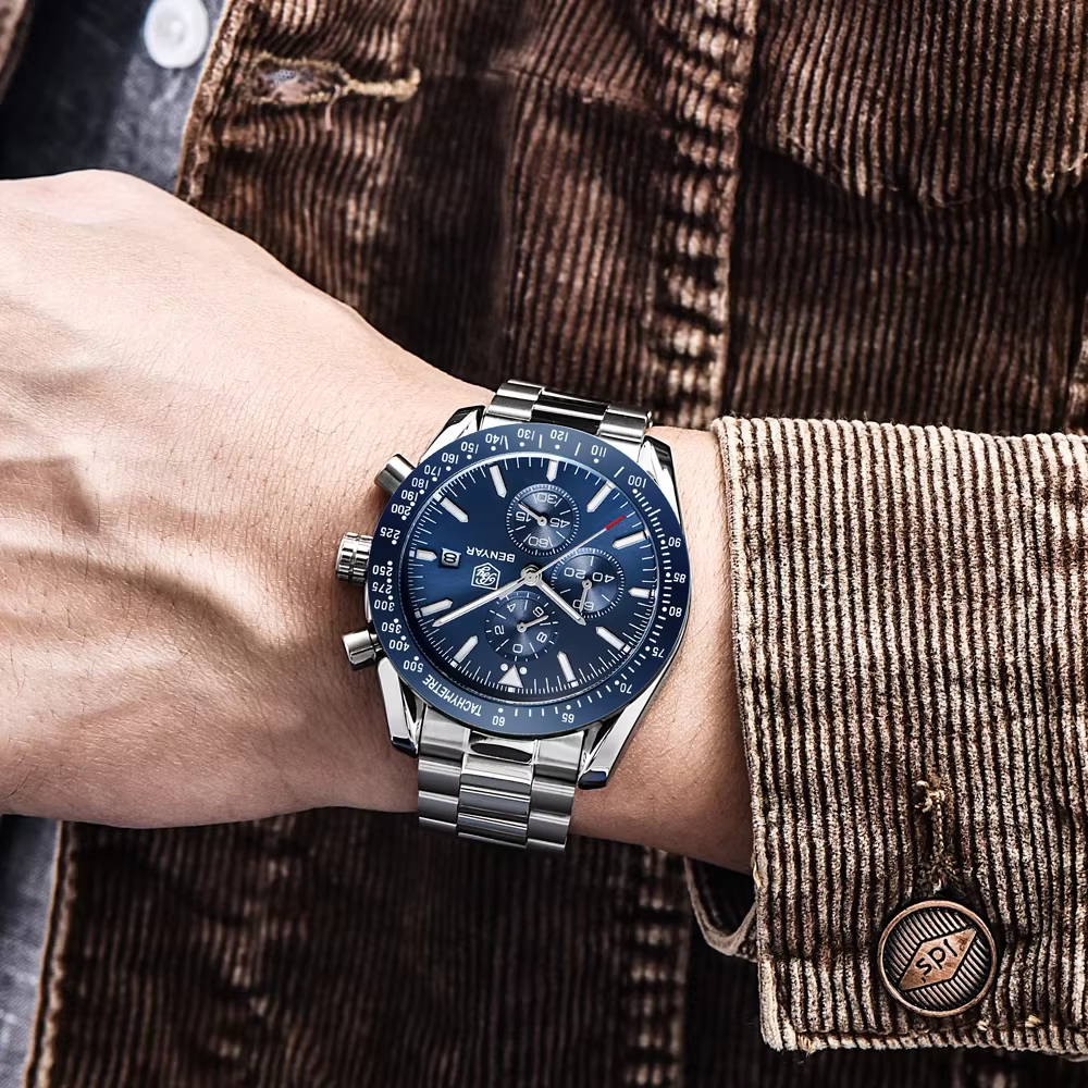 Hommes montre BENYAR Top marque de luxe en acier affaires