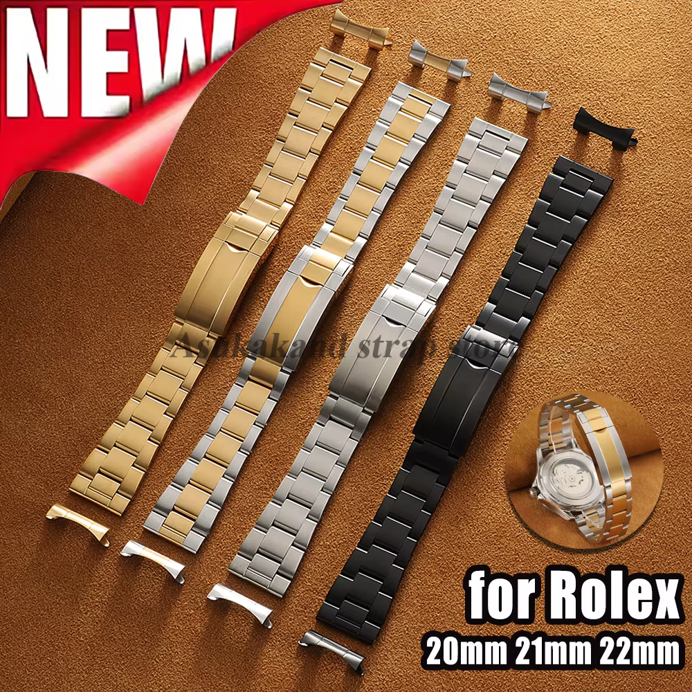 Bracelet de montre de luxe à extrémité plate incurvée