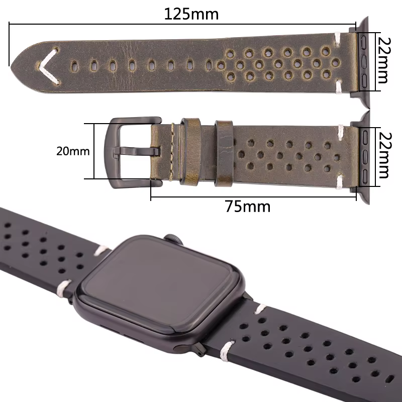 Bracelet en cuir véritable pour Apple Watch