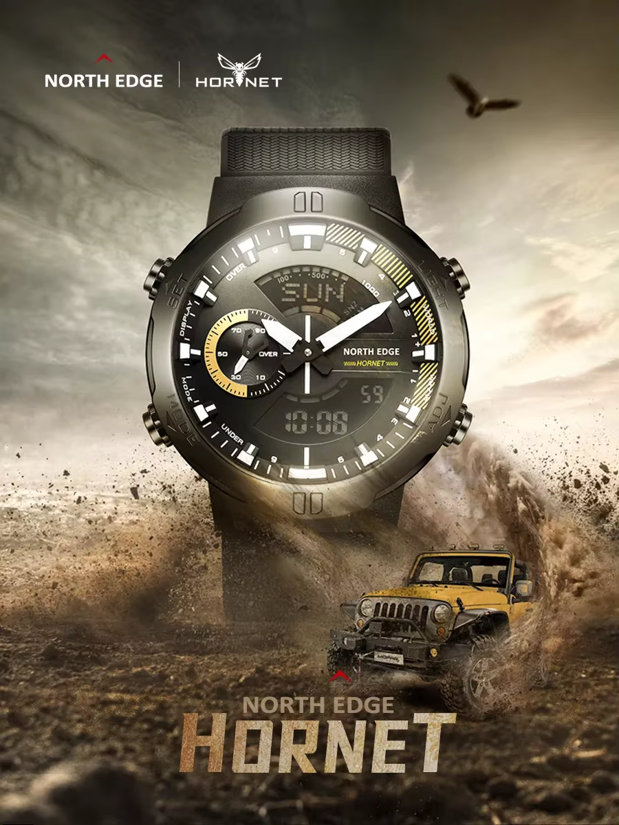 NORTH EDGE 2022 HORNET montre numérique pour hommes course à pied cyclisme montres de sport étanche 50M heure mondiale vitesse illuminateur montre-bracelet