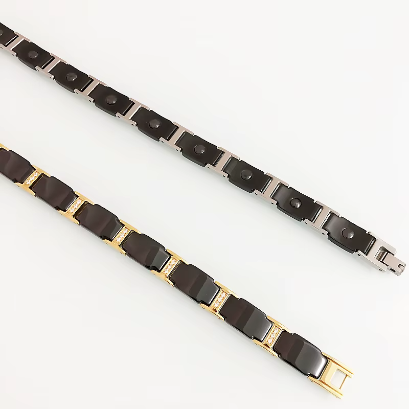 Bracelet magnétique en céramique et acier inoxydable pour homme
