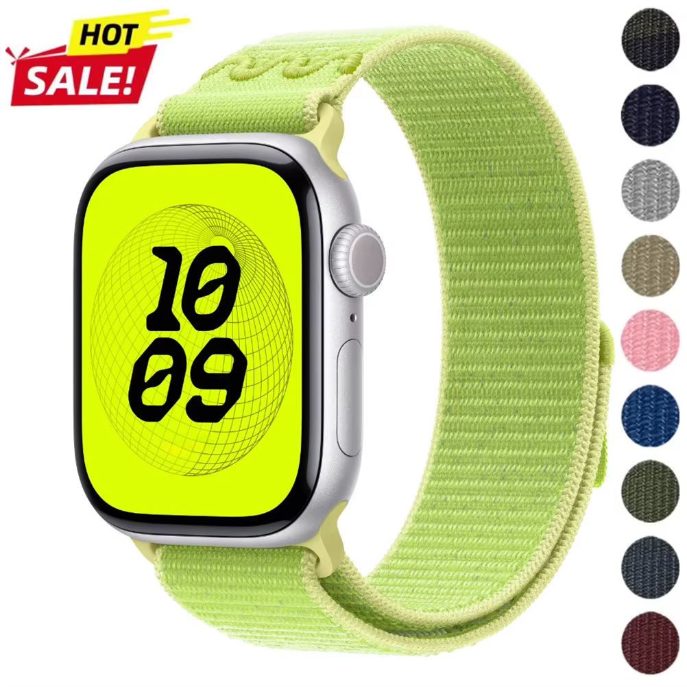Bracelet en nylon pour Apple Watch, compatible avec les tailles 49/45mm, 44mm, 41mm, 40mm, 46mm, bracelet boucle pour iWatch Series 11, 10, 9, 8, 7, 6, 5, SE, Ultra 1-3