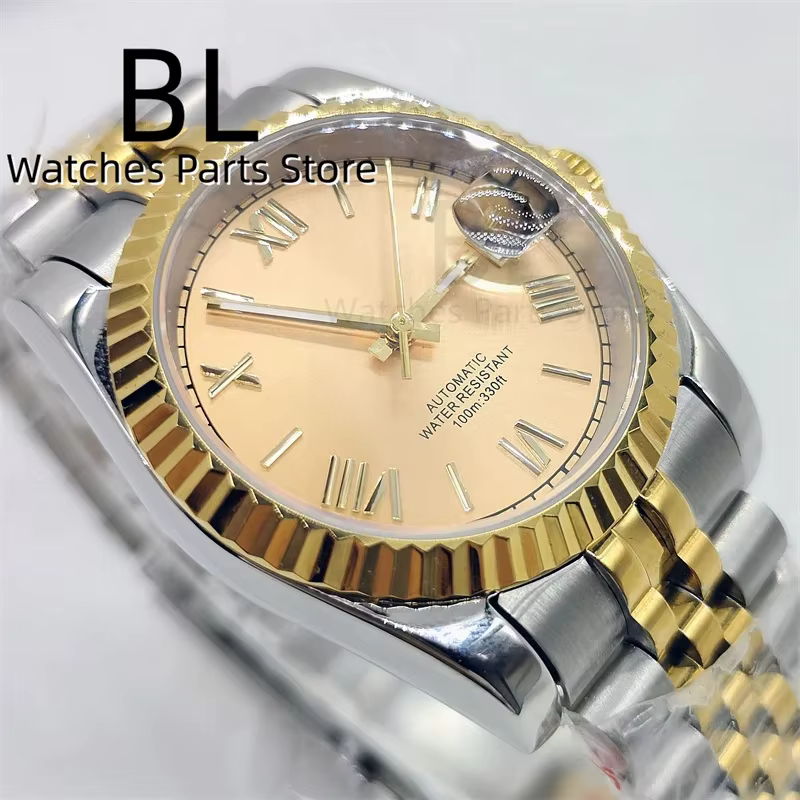 BLIGER-Montre existent pour Homme, Lunette Cannelée, Deux Tons, Index Romain, Cadran localité, Bracelet Jubilee, Verre Saphir, 36mm, 39mm, NH35A