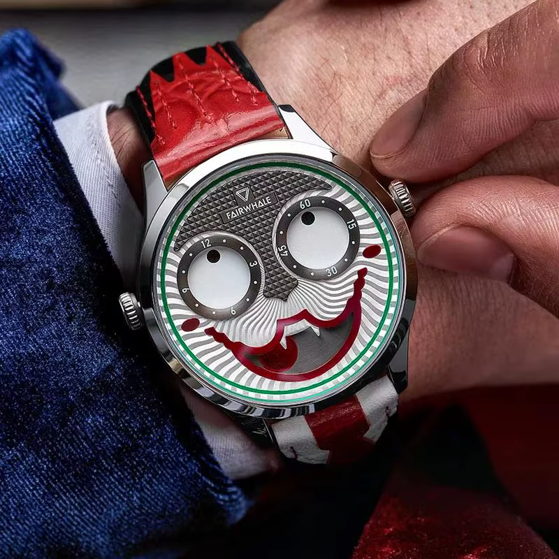 Montre Joker avec bracelet en cuir pour homme