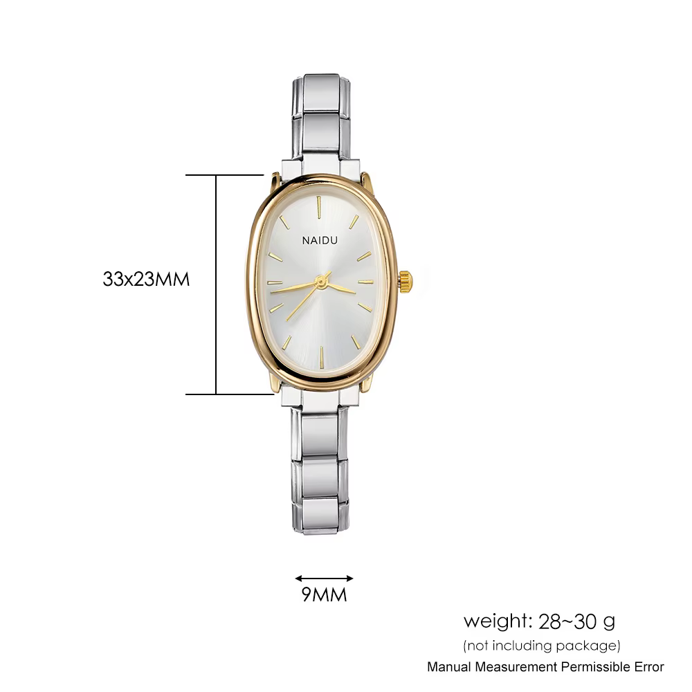 GEMOSA Design de mode moderne ovale montres à quartz décontractées femmes dames en acier inoxydable largeur 9mm bracelet fête anniversaire cadeau parfait