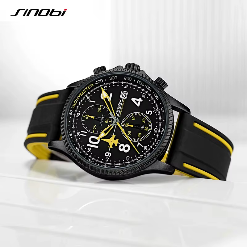 SINOBI nouveau sport chronographe hommes montres mode Design créatif étanche calendrier lumineux