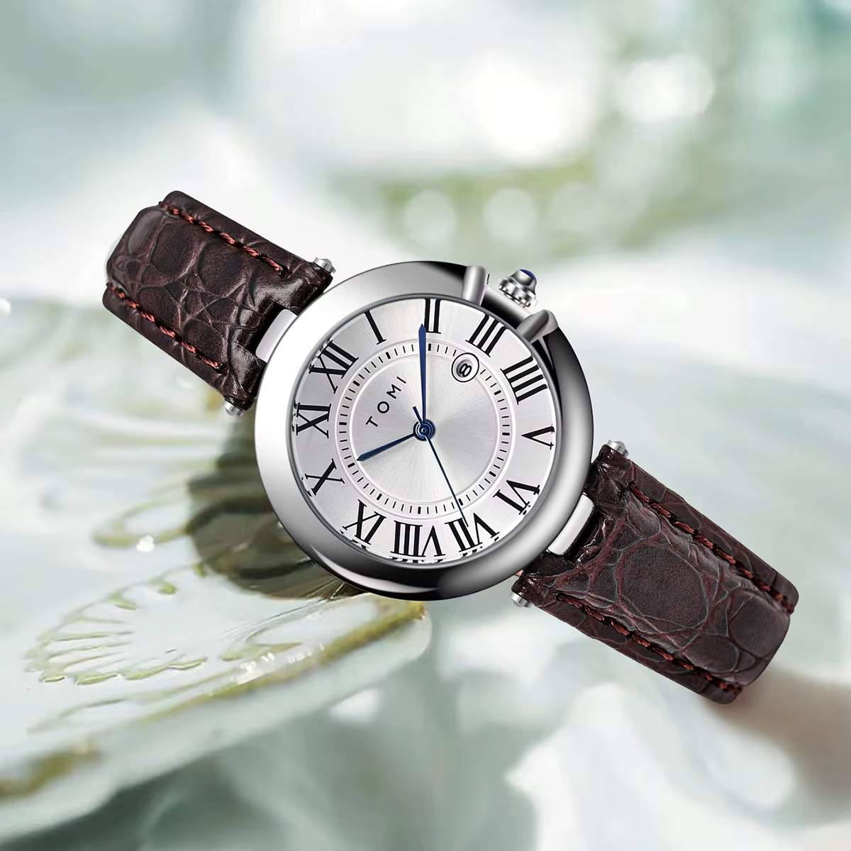 TOMI Simple mode montre pour femme élégant femmes Style luxe rond petit cadran calendrier ceinture