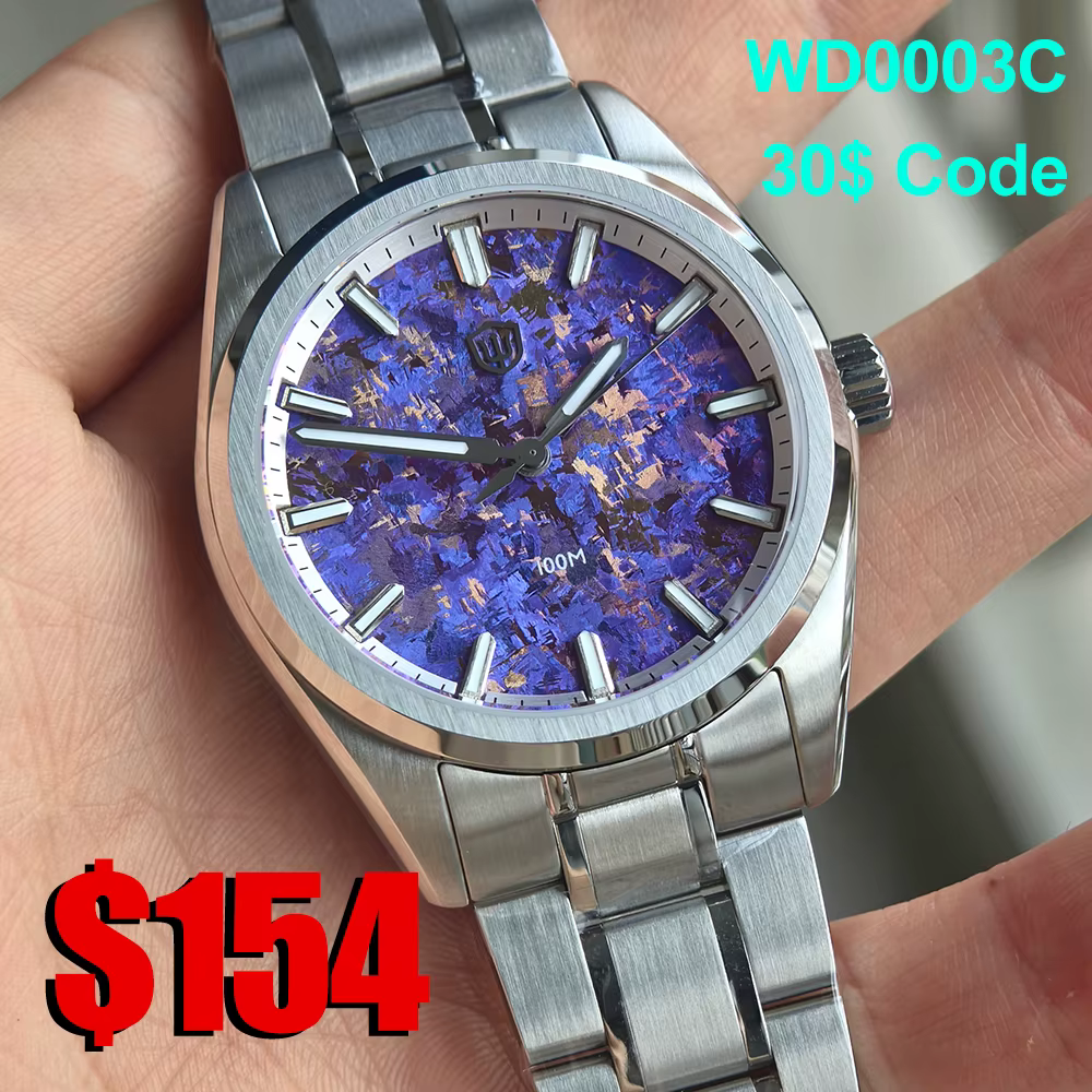 Watchdives WD0003C Nouvelle montre de luxe à cadran en titane effet cristal de glace Mouvement VH31 Verre saphir