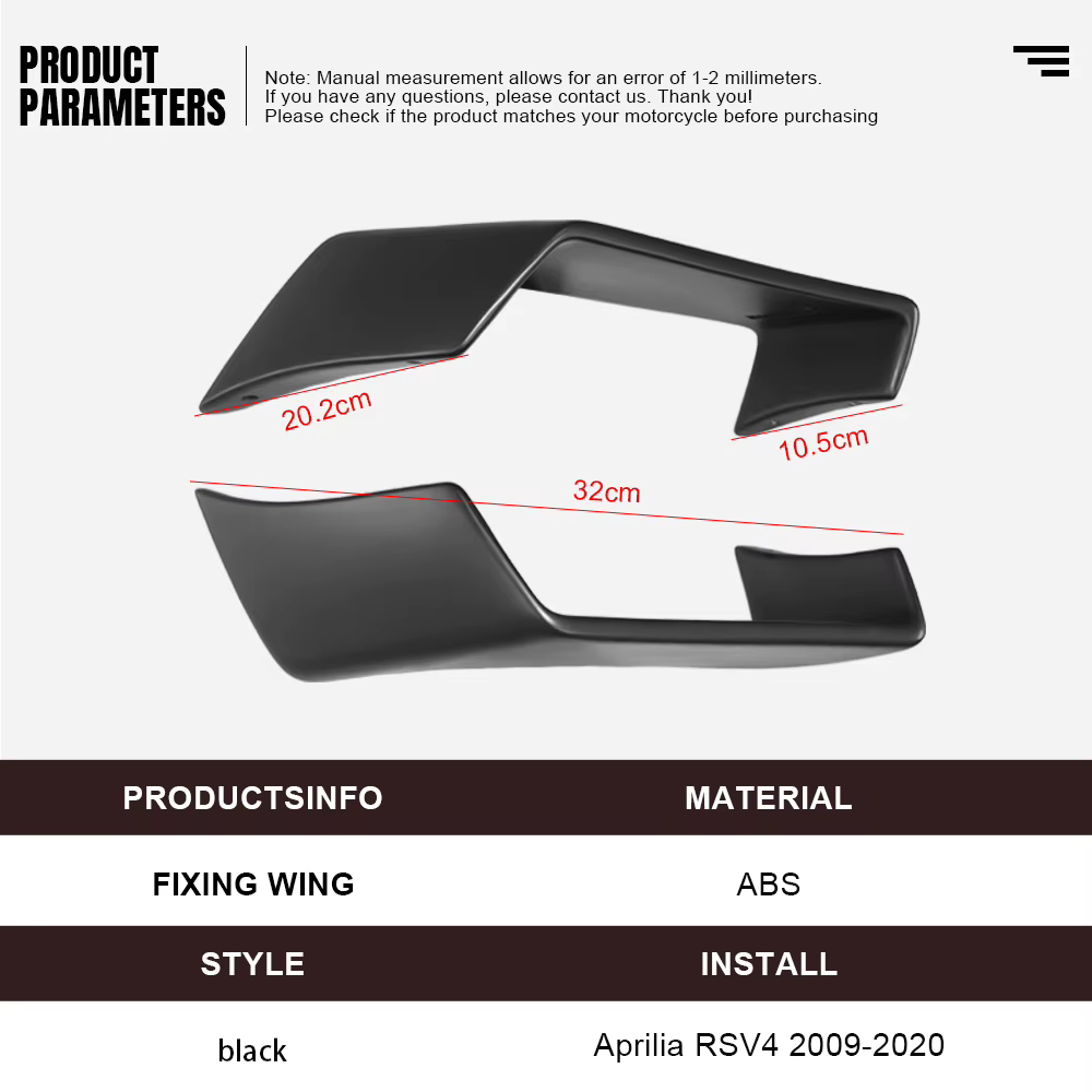 Aile fixe de moto pour Aprilia RSV4 2009-2018 2019-2021, accessoire, nouveau kit d'ailes avant aérodynamiques, déflecteurs d'air ABS