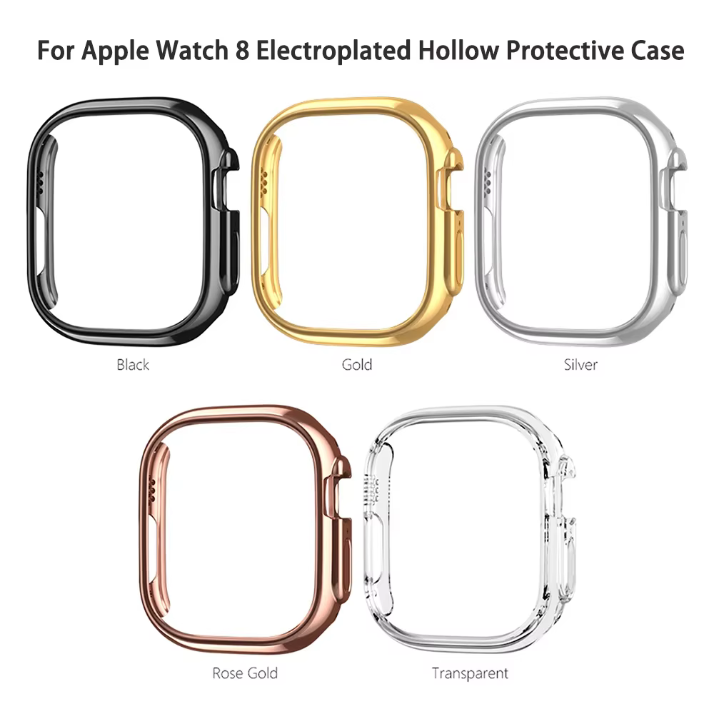 Pour Apple Watch 38 40 42 45 ultra3 49mm plaqué squelette couverture rigide PC pare-chocs cadre pour iWatch SE 11 10 9 8 7 6 5 4 SE3 étui