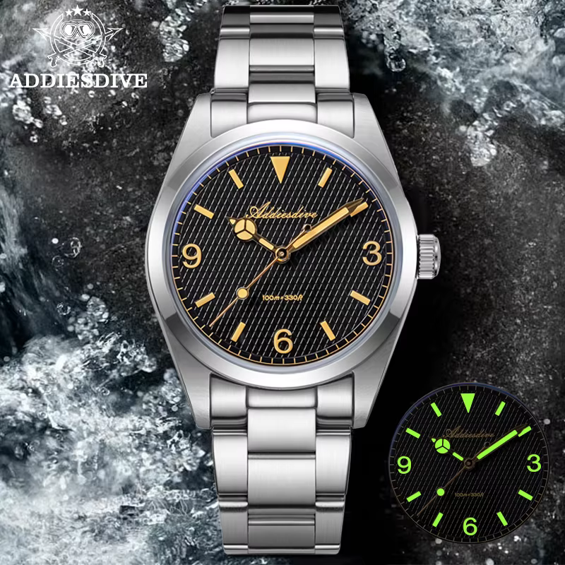 ADDIESDIVE 2025 nouvelle montre pour hommes en acier inoxydable 316L 10Bar plongée lumineuse AD2096 cadeau de luxe montre-bracelet à Quartz reloj hombre