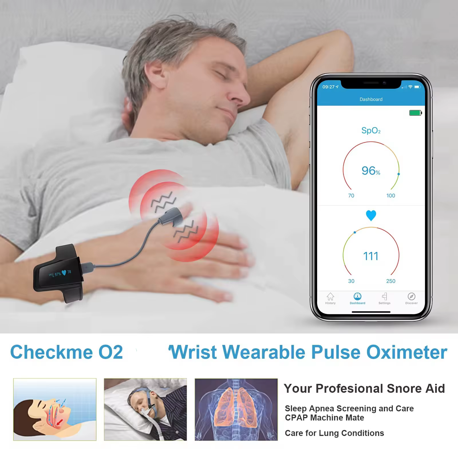 Oxymètre de poignet Bluetooth Spo2