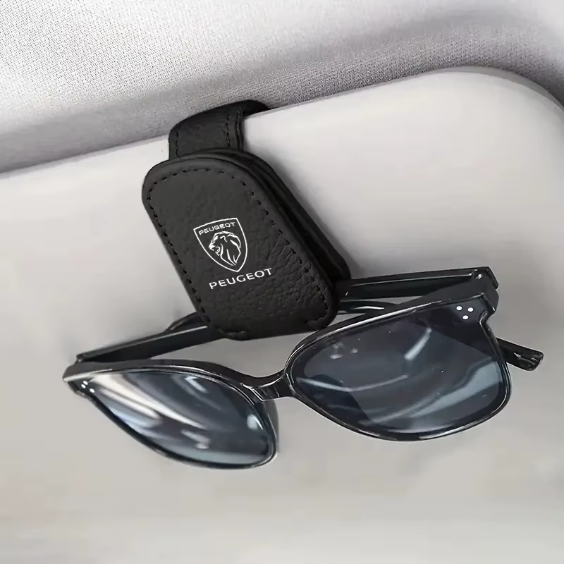 Clip de fixation pour lunettes de soleil en cuir pour pare-soleil de voiture, accessoires pour Peugeot 407 508 2008 5008 307 308 3008 206 207 208 107 205