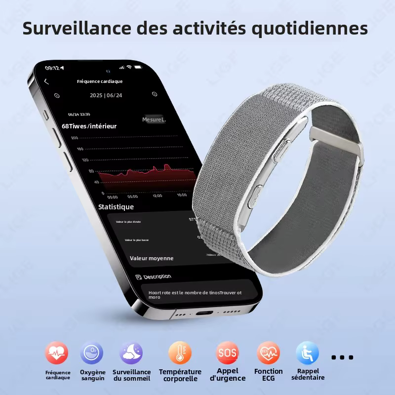 2026 ECG Bracelet intelligent fréquence cardiaque tensiomètre santé bande intelligente étanche Sport Fitness montre