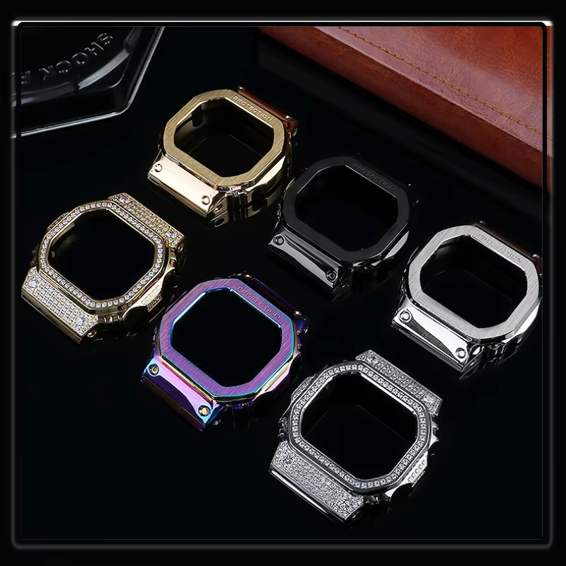 Localité noir Pour mol G-SHOCK DW5600 GW-B5600 GWM5610 Acier inoxydable métal Lunette boîtier + bracelet