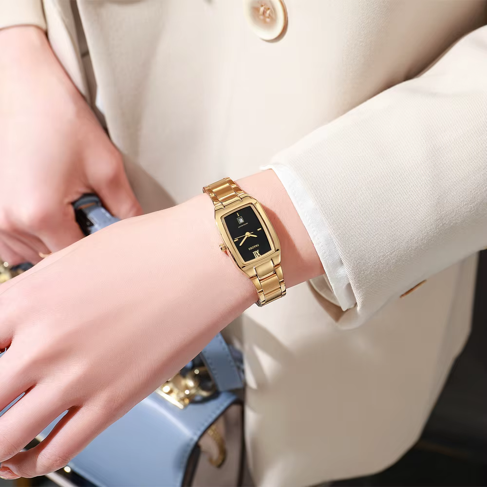 WWOOR Reloj-Montre habillée en acier inoxydable pour femme