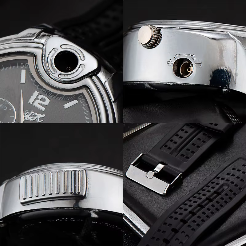 Briquet de montre gonflable Butane, cadran à Quartz en métal, coupe-vent, flamme nue, allume-cigare et accessoire pour fumer, nouveauté 2026
