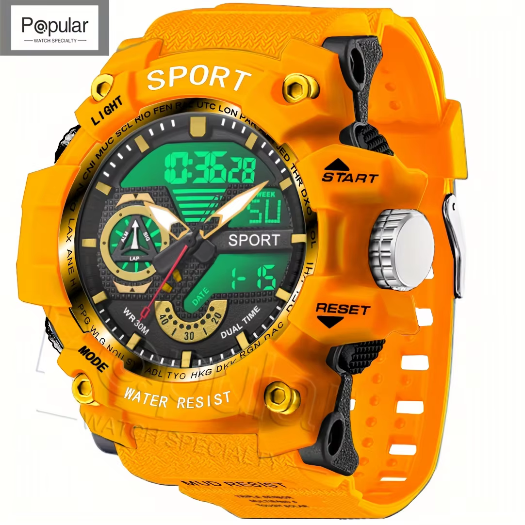 Montres de Sport de mode hommes montre-bracelet résistante aux chocs LED alarme chronomètre horloge militaire