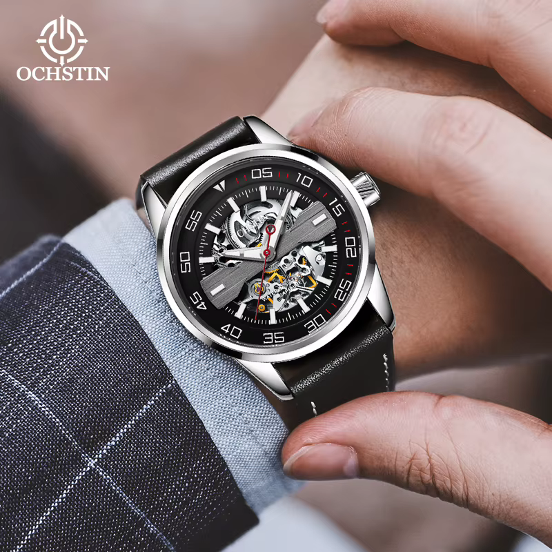 Montre mécanique automatique creuse pour homme
