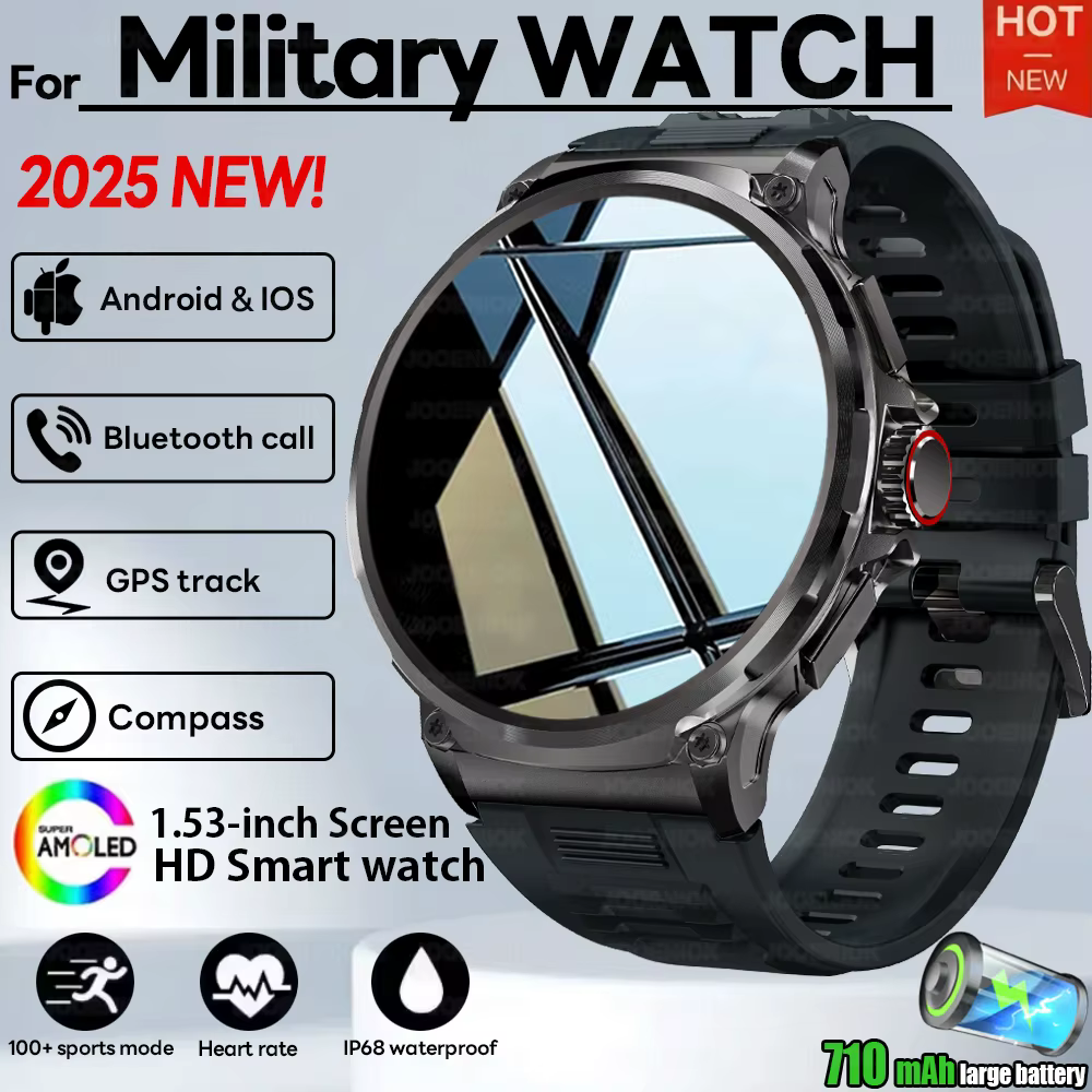 2025 nouveau militaire GPS V69 montre intelligente hommes 1.85 pouces 710 mAh fréquence cardiaque GPS sport IP68 étanche Bluetooth parler Smartwatch homme
