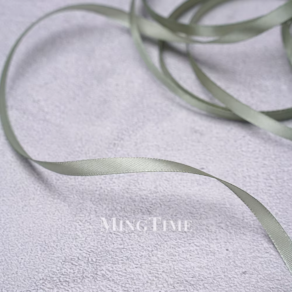 Ruban en Satin 22.8 mètres 6mm 25yards 1/4 pouces, emballage cadeau, nœud artisanal, matériel or vert sauge, décoration de fête de mariage et de noël