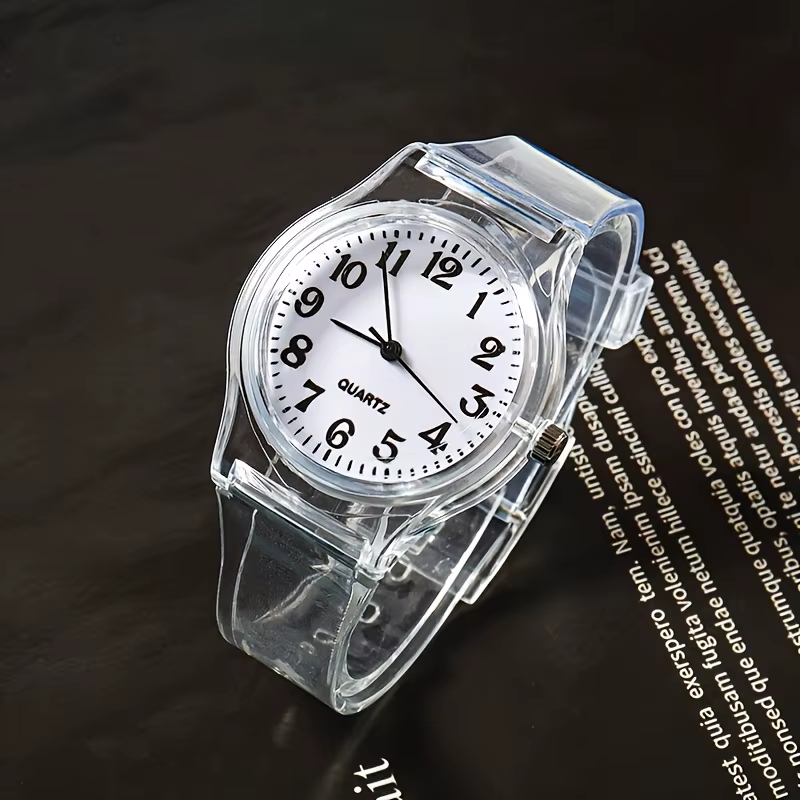 Montre Transparente Ours Style Ins - Montre-Bracelet à Quartz Mignonne et Polyvalente pour Étudiants