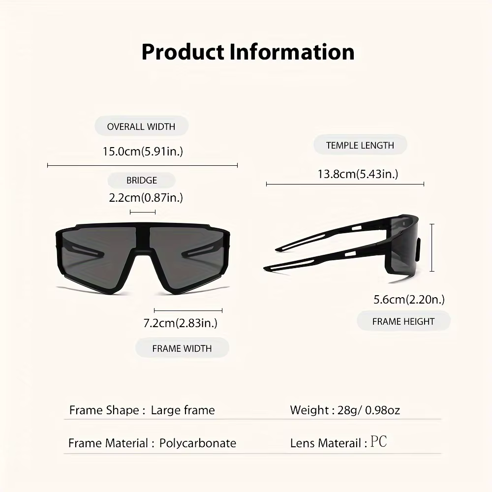 Lunettes de soleil de cyclisme surdimensionnées pour hommes, lunettes de vélo, lunettes anti-vent, verres pour la conduite sur route
