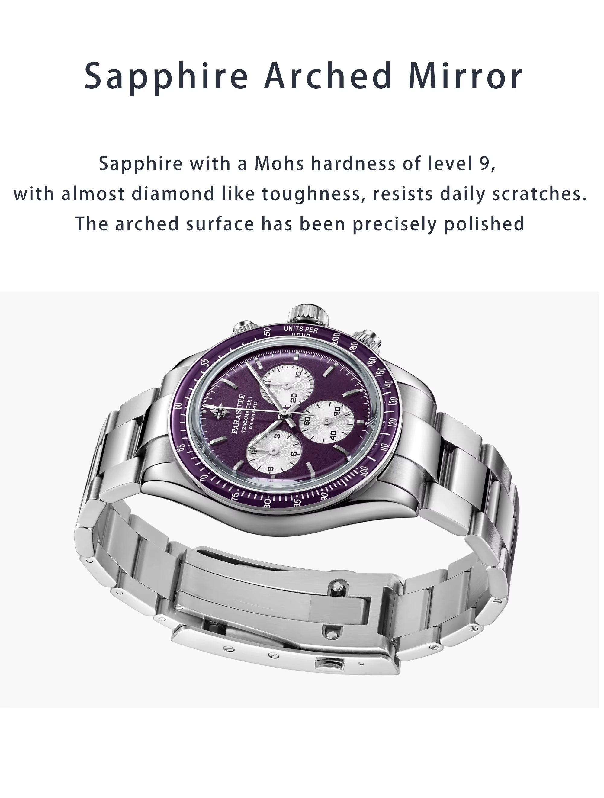 FARASUTE hommes montre automatique chronographe rétro mécanique montre-bracelet saphir 100M étanche