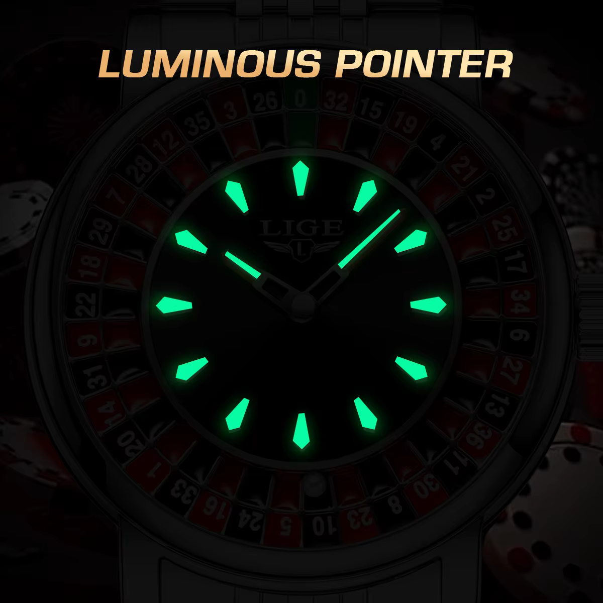 LIGE mode hommes montre cadran rotatif Las Vegas Roulette bureau thème