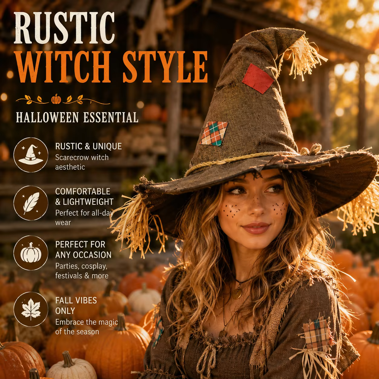 Chapeau de sorcière d'Halloween pour femmes, accessoire de costume pour la fête d'automne