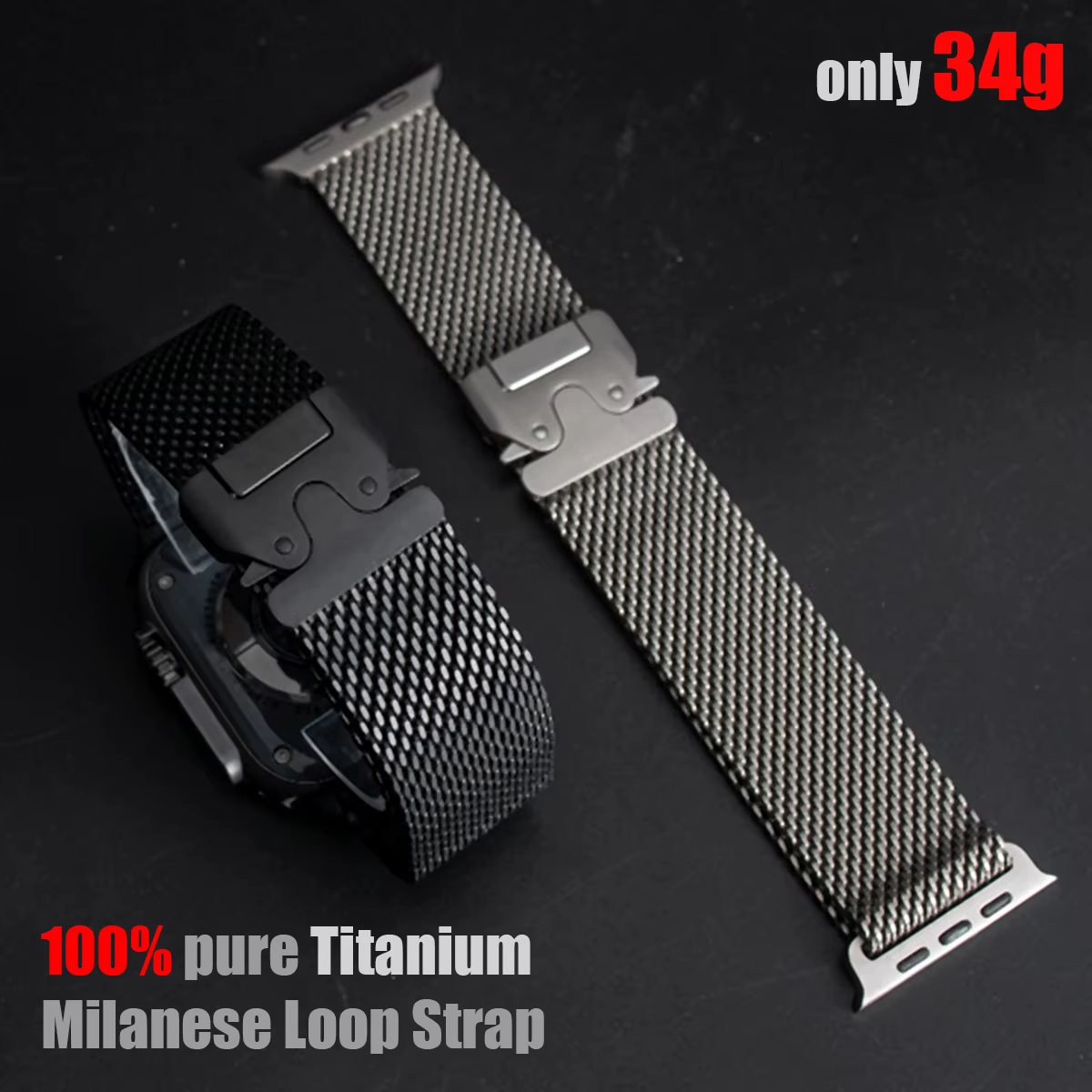 VWAR 100% Bracelet milanais en titane pur pour Apple Watch Ultra 3 2 bandes 49mm 45mm 46mm 44mm