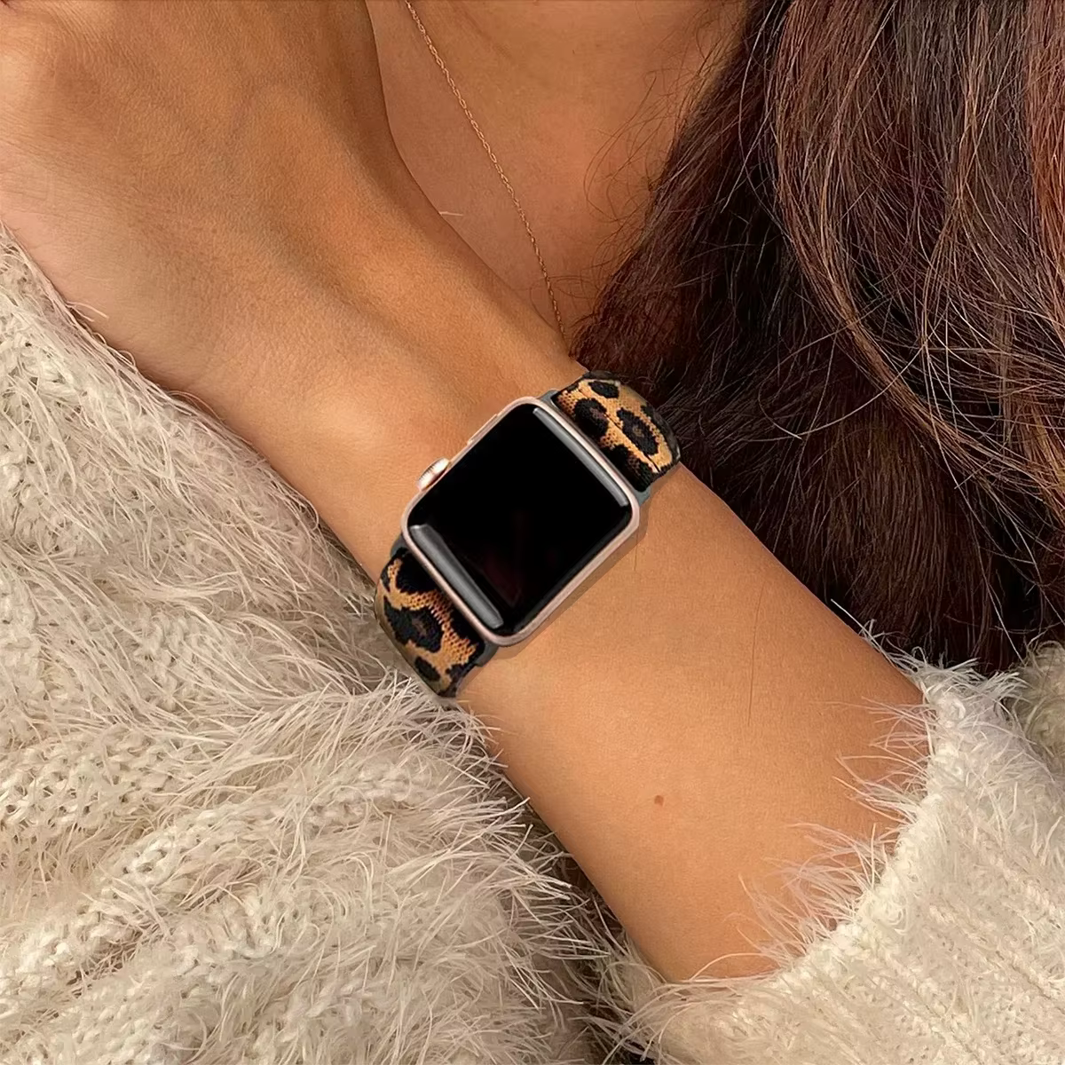 Bracelet en Nylon élastique léopard pour femmes, pour Apple Watch Ultra 2, 49mm, 41mm, 45mm, 42mm, 46mm, 44mm, iWatch série 10 9 se 7 3 8 5 4