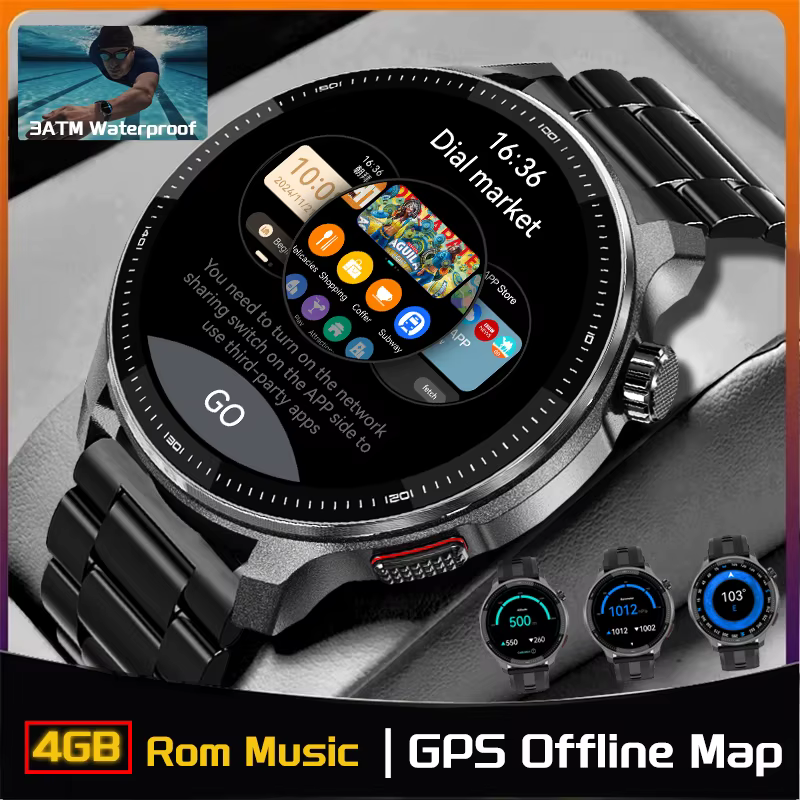 Nouvelle mémoire 4G GPS carte hors ligne Position montre intelligente intégré App marché jeu boussole étanche montres