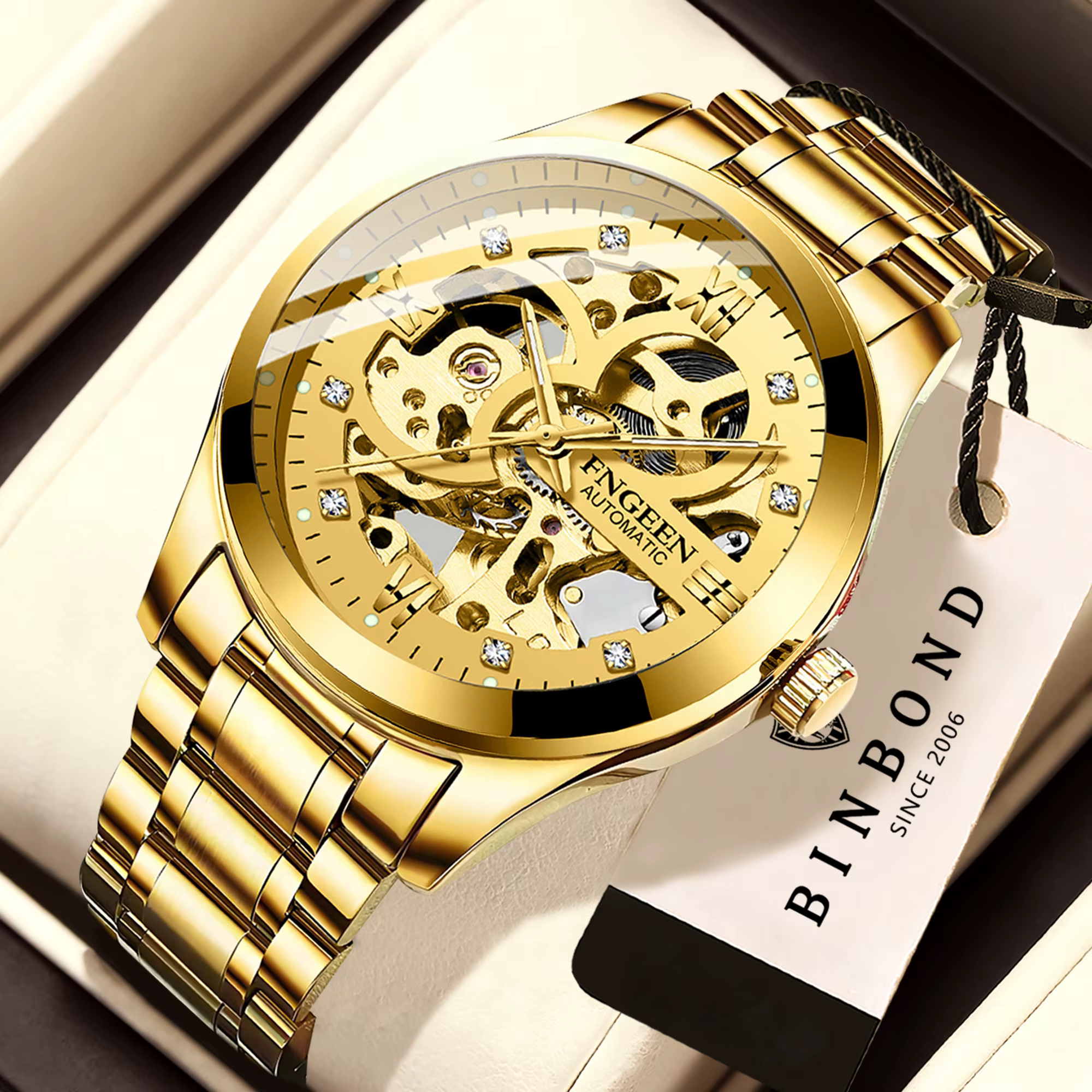 Montres mécaniques authentiques BINBOND pour hommes