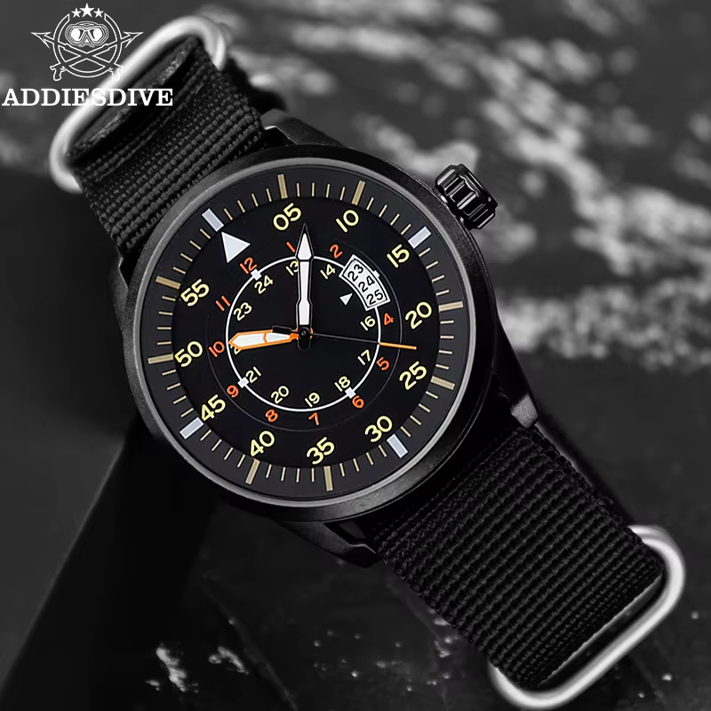 ADDIESDIVE nouvelle montre à Quartz JD1508 pour hommes sport Hardlex cadran fenêtre 50M étanche montres bracelet en Nylon Relogio Masculino
