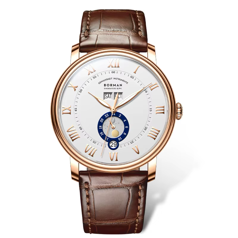 BORMAN BM3558 montres automatiques pour hommes 40mm montre de luxe 50M montre-bracelet mécanique étanche saphir fermoir papillon mois semaine