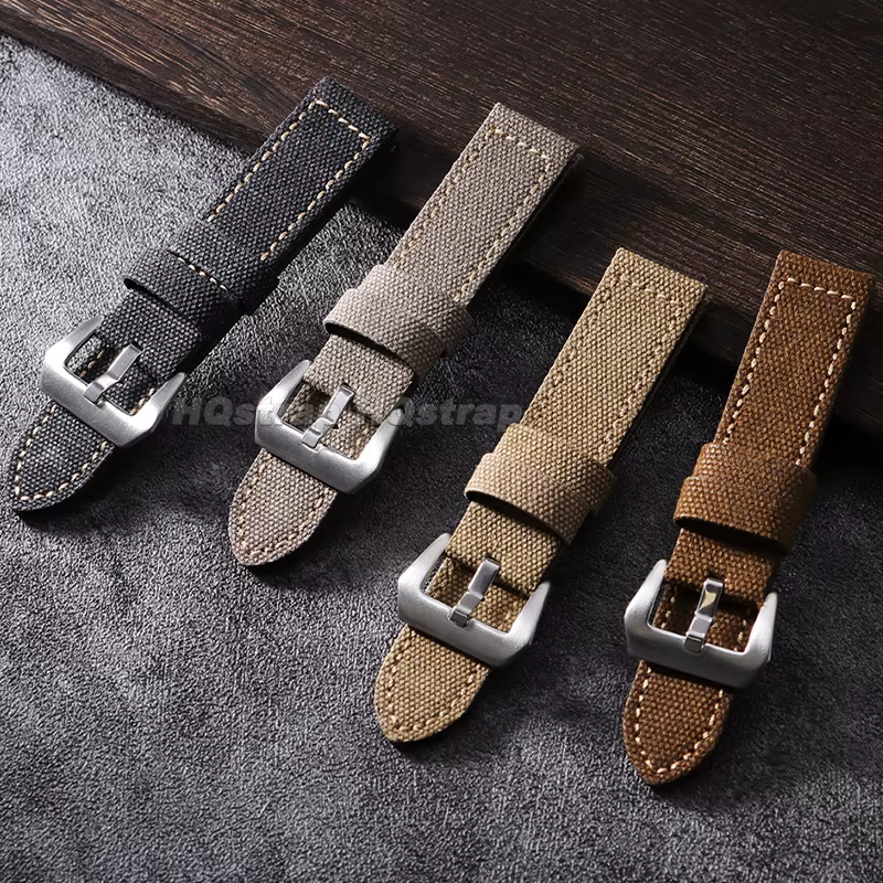 Bracelet de montre vintage en toile respirante 20mm 22mm 24mm