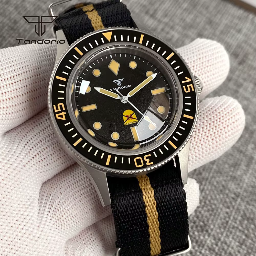 Tandorio 40mm 50 brasses Style dôme saphir montre mécanique pour hommes automatique mis5 8215 Movt 20ATM plongeur vert lumineux