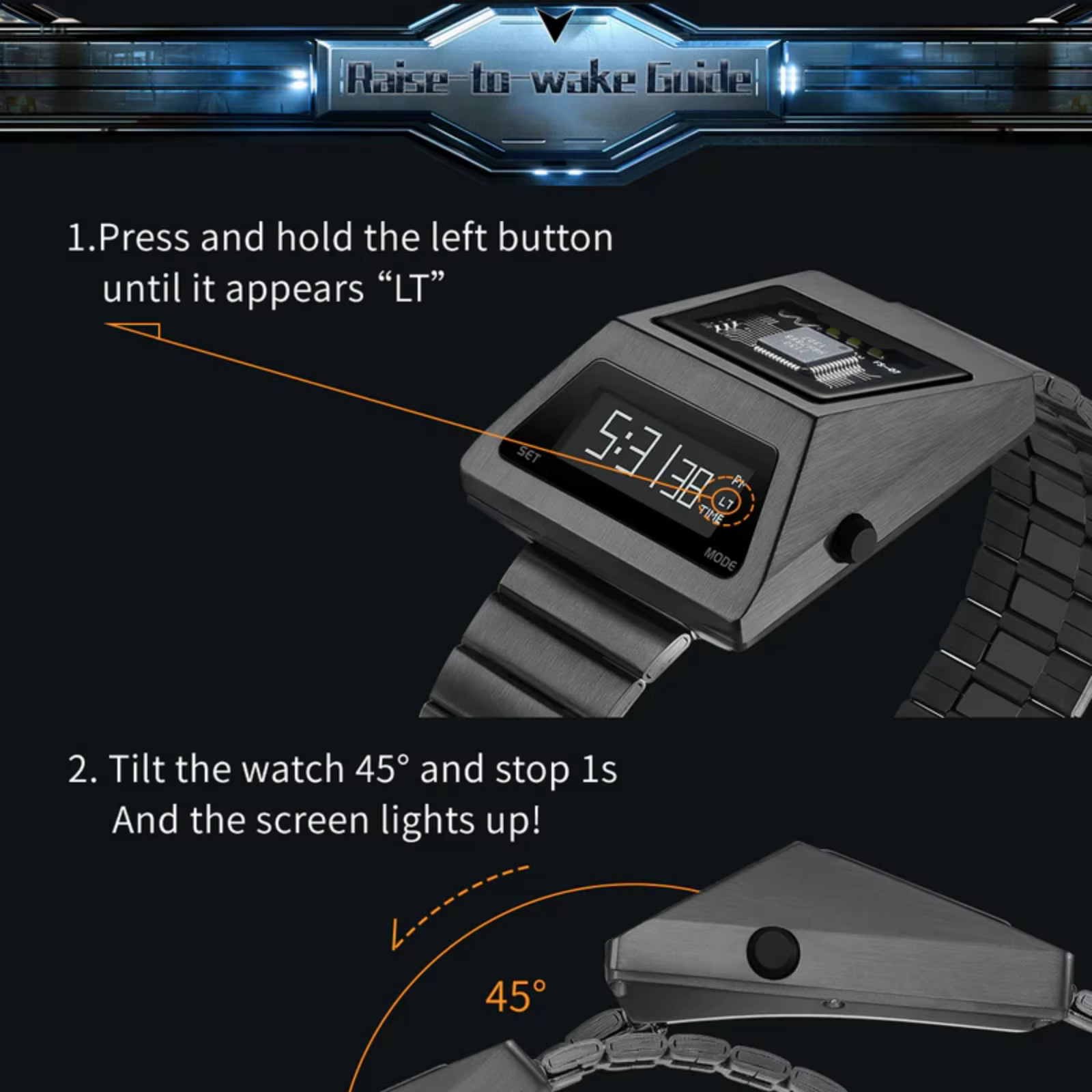 Montre pour homme BENLYDESIGN Computron avec écran OLED