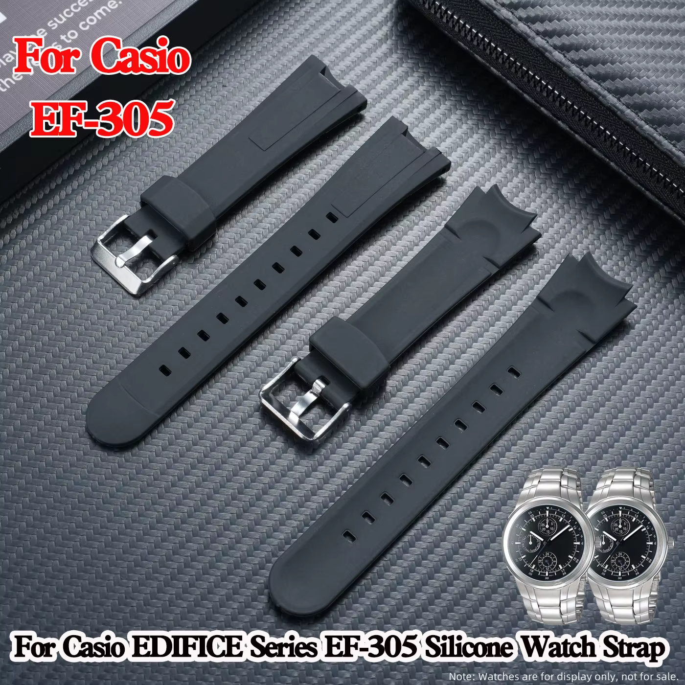 Bracelet de montre en Silicone noir pour Casio EDIFICE EF-305