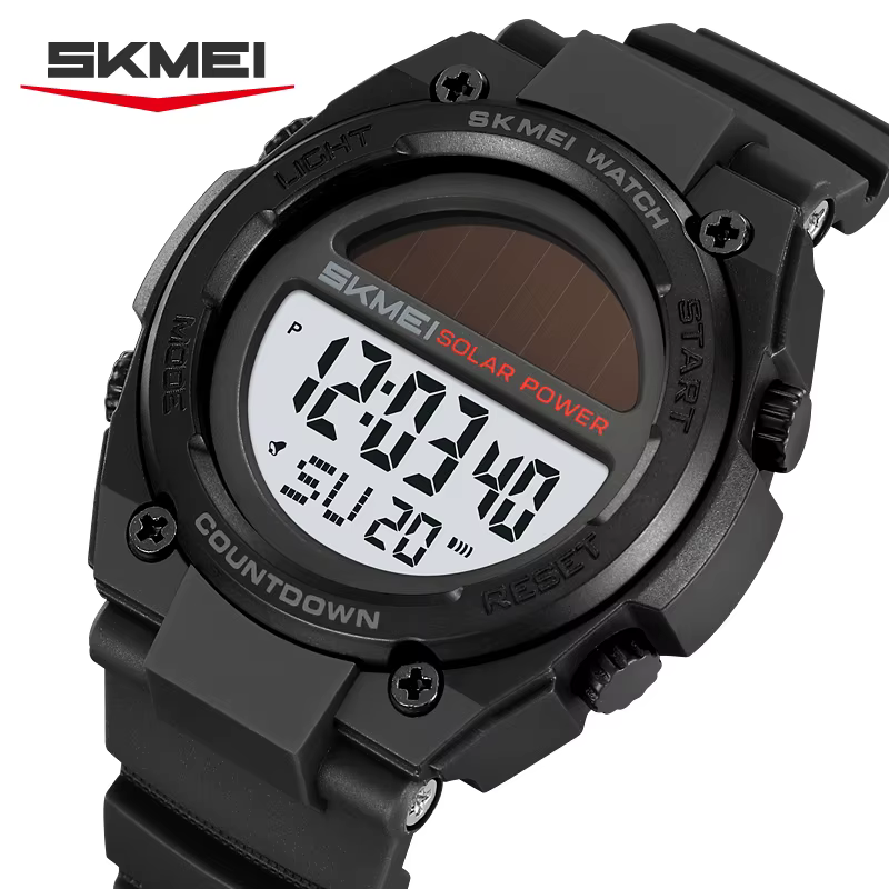 SKMEI 2712 Nouvelle Montre Digitale Sportive Électronique Solaire Étanche Chronographe Militaire Rétro pour Homme