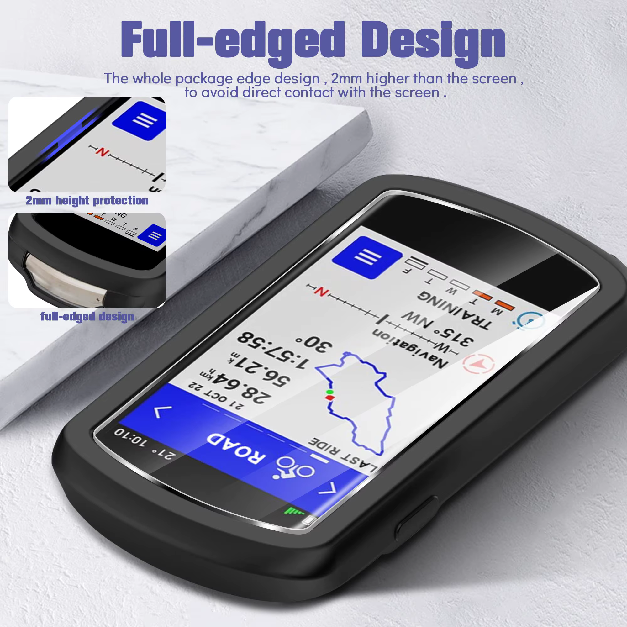 2 pièces verre trempé + étui pour Garmin Edge 1040 protecteur d'écran Film anti-rayures et housse de protection en Silicone souple accessoires