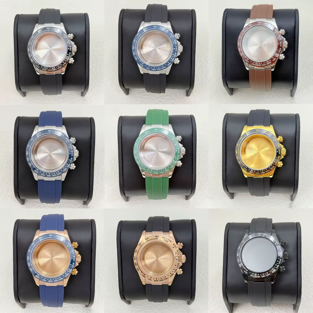 Boîtier de montre pour homme en acier argenté or rose de 39