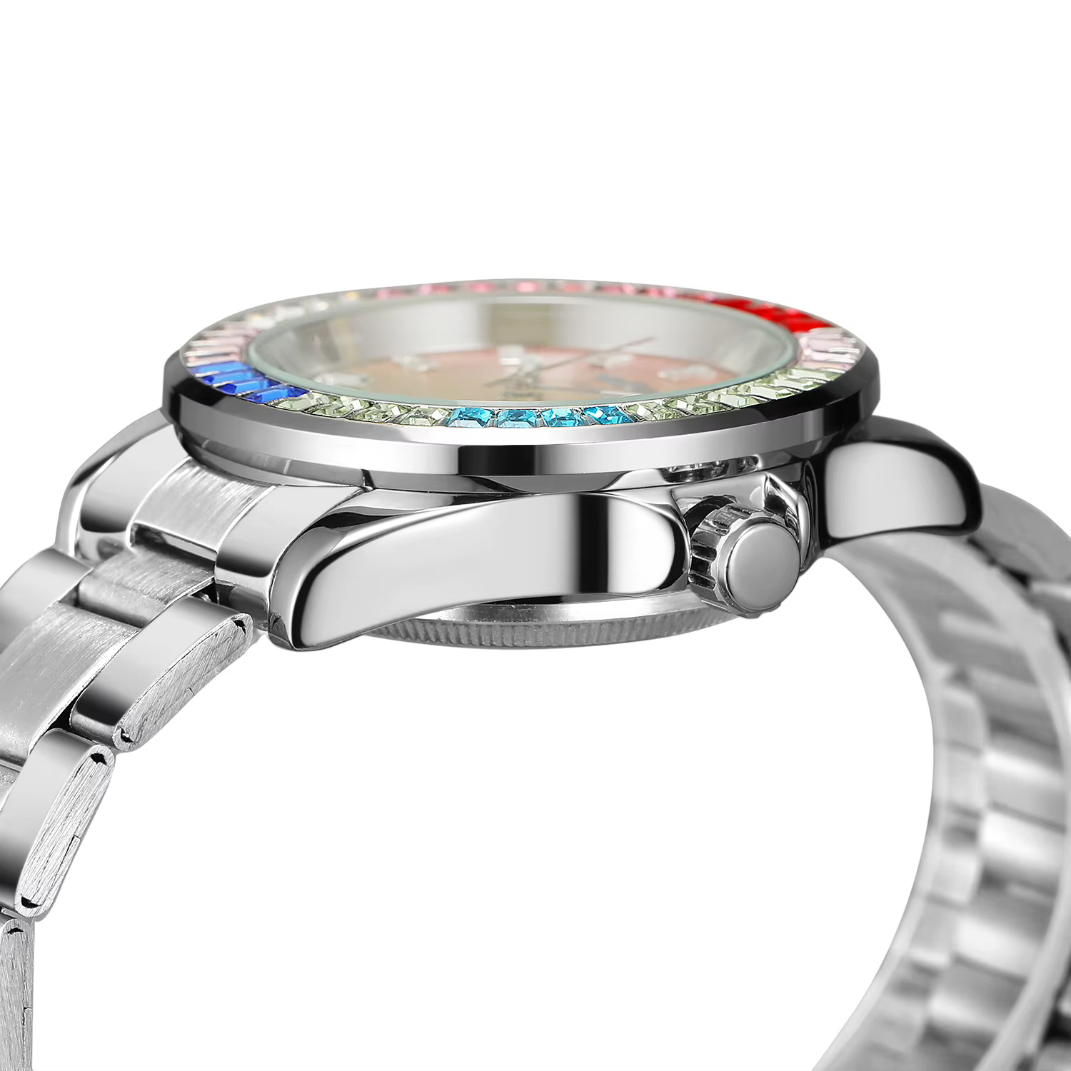 T-WINNER classiques diamants colorés montres mécaniques pour hommes mouvement automatique 3ATM étanche en acier inoxydable haut de gamme de luxe