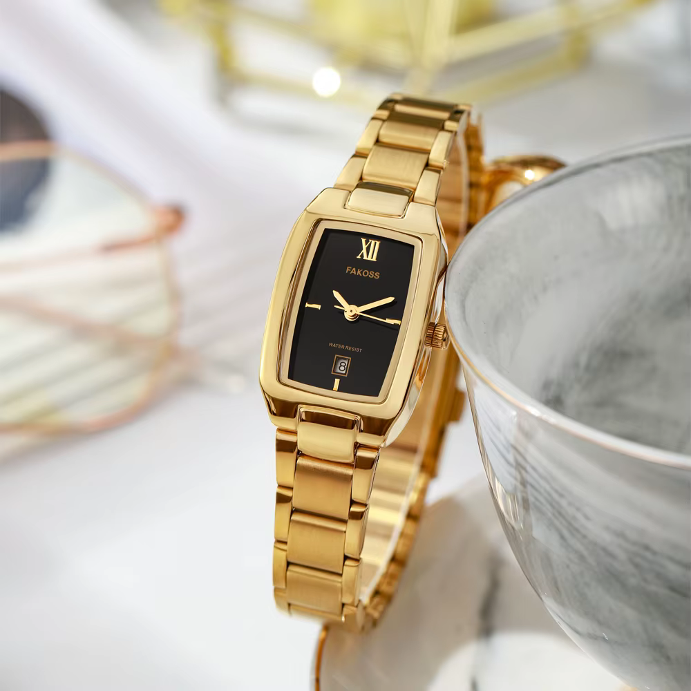 WWOOR Reloj-Montre habillée en acier inoxydable pour femme