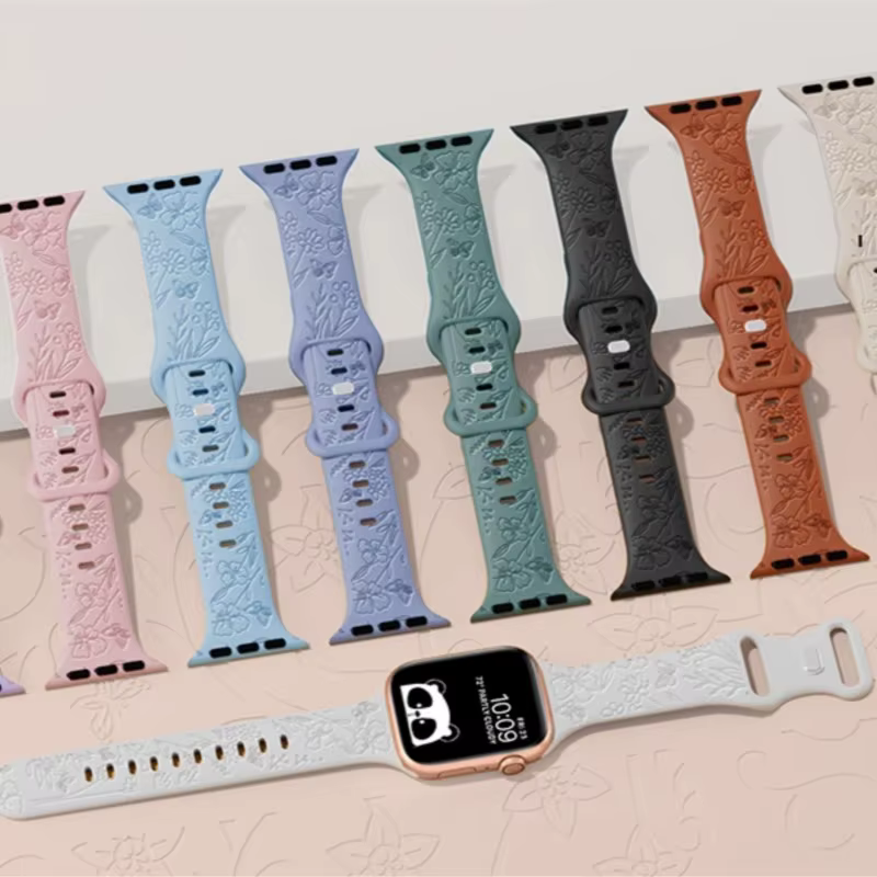 Bracelet à gravure florale pour Apple Watch